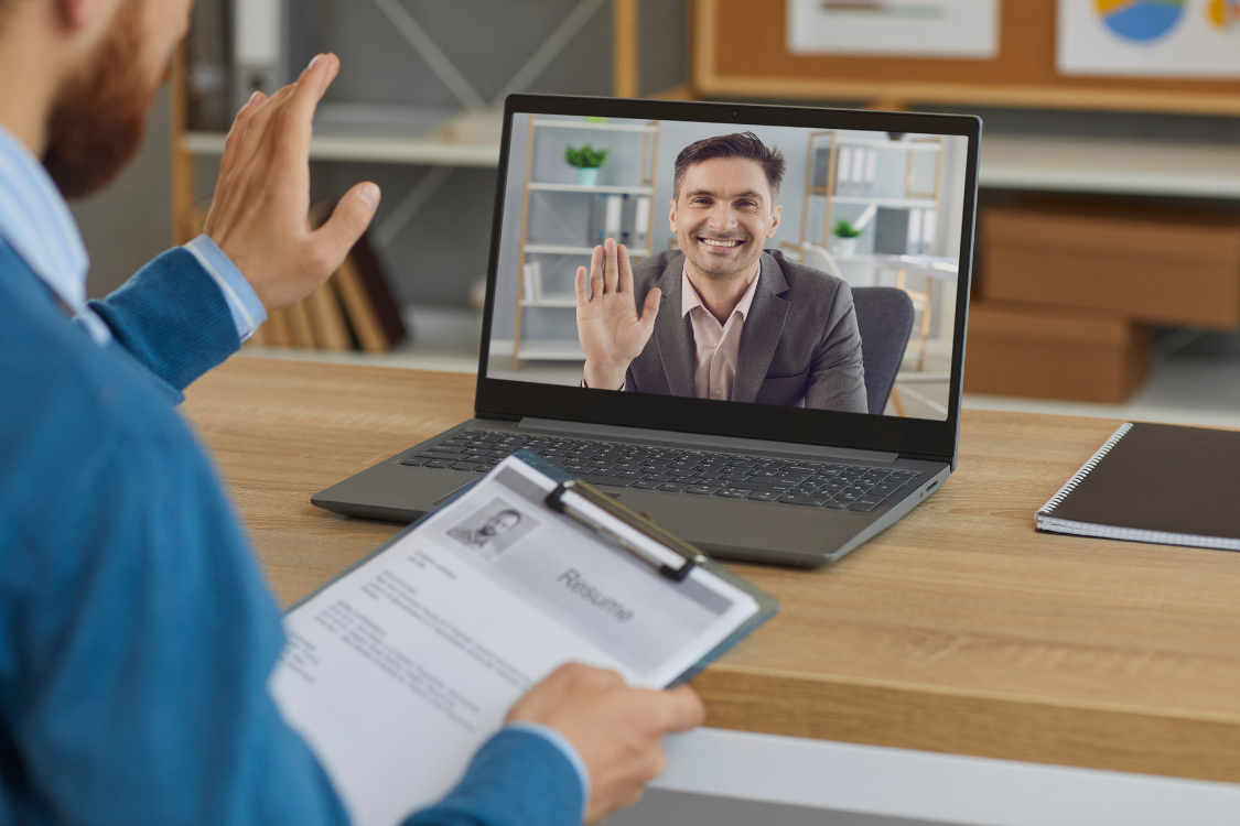 Remote job interview between employer and Filipino applicant