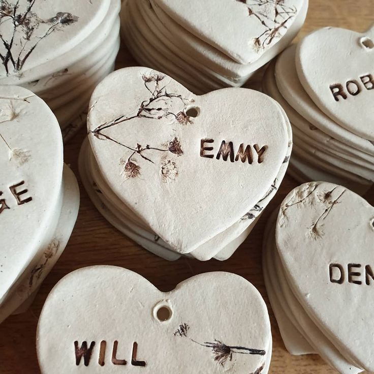 Ceramic hearts weddining favors. Pinterest @Charlotteceramics