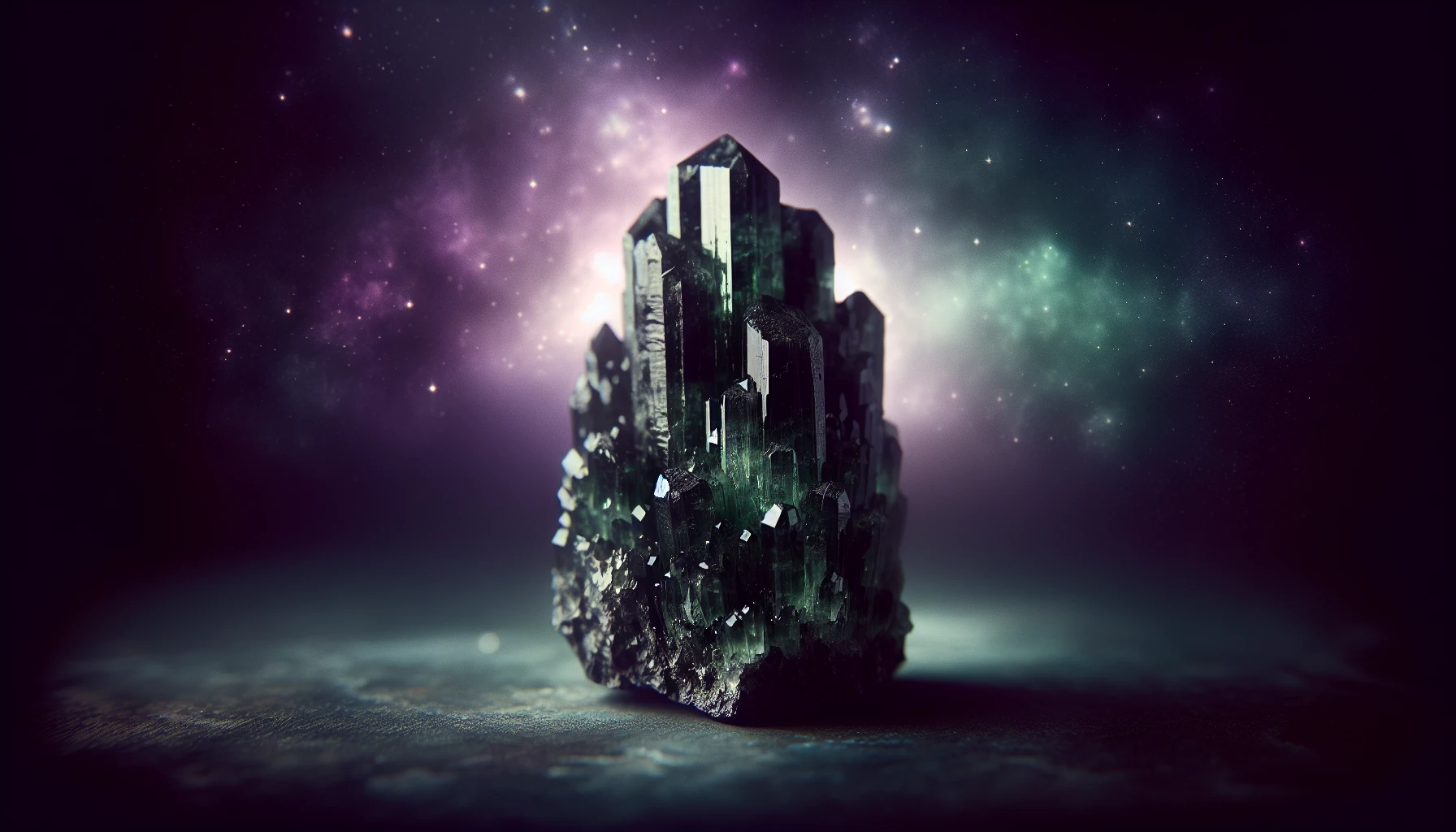 Moldavite crystal on a dark background
