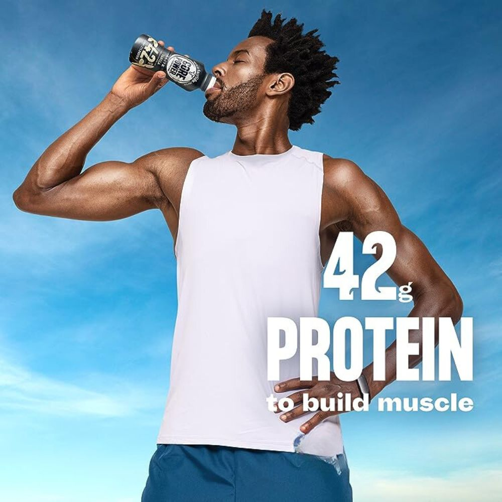 A person drinking a protein shake after a workout