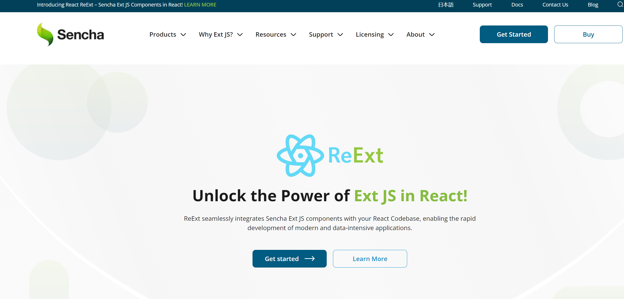 Create react app with Sencha Ext JS's ReExt user interface or user interfaces