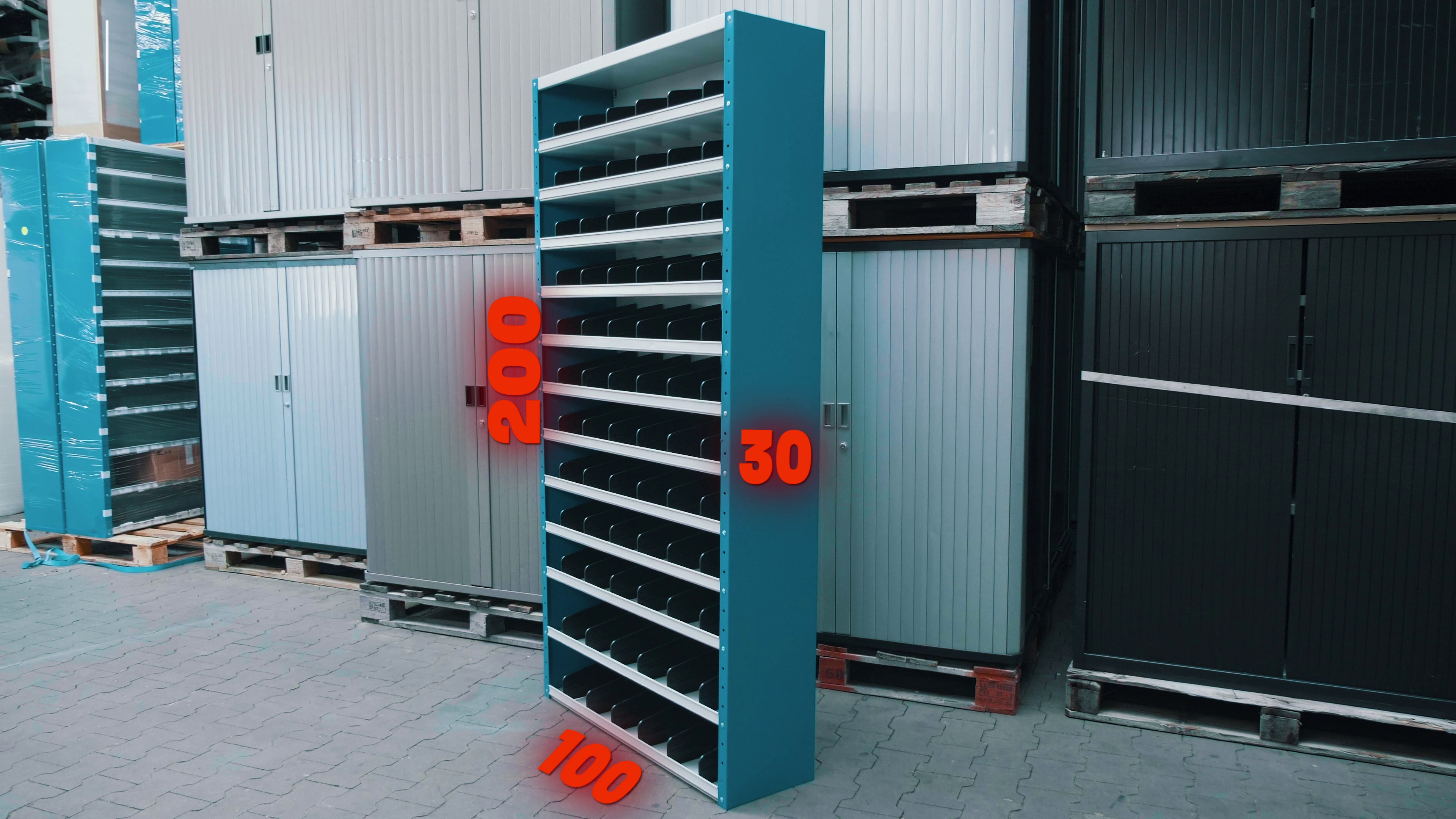 Regał z pojemnikami – kompletny przewodnik po systemach przechowywania do magazynu, warsztatu i domu 5 Wymiary pojedyńczego regału. Źródło: Brastech