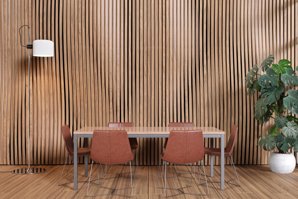 interior wood slat wall ideas for dining room