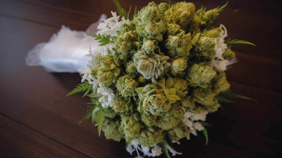 marijuana wedding bouquet, cannabis nug bouquet