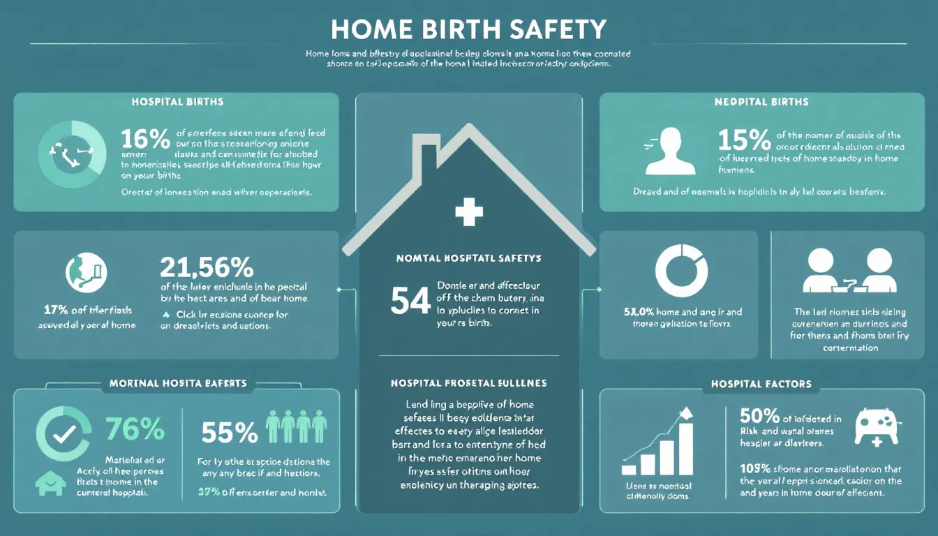 An informative graphic illustrating the safety of home birth, highlighting statistics and comparisons with hospital births.