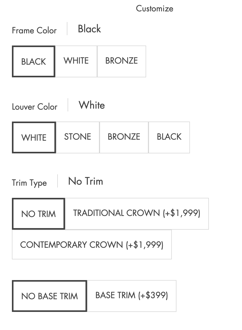 All of the customizations offered by The Luxury Pergola