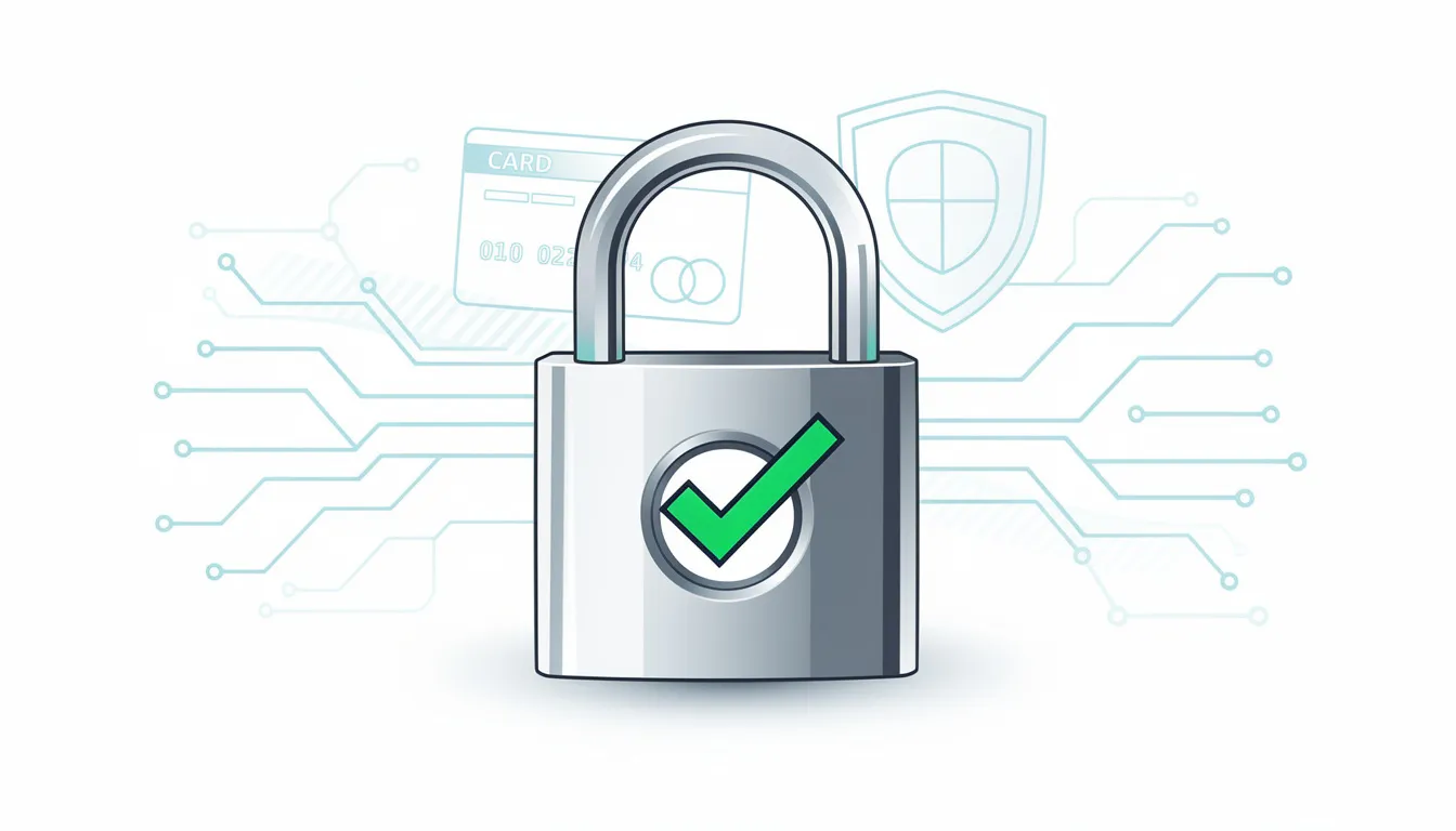 The image features a secure padlock symbol, representing the importance of online payment security for transactions such as credit card payments and bank transfers. This symbol emphasizes the protection of sensitive customer data when accepting payments online.
