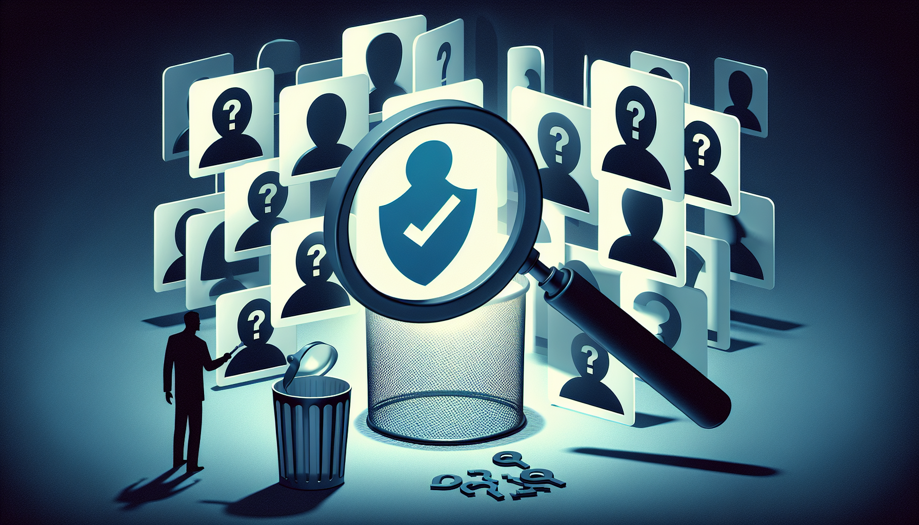 An illustration depicting fake profiles and scam prevention