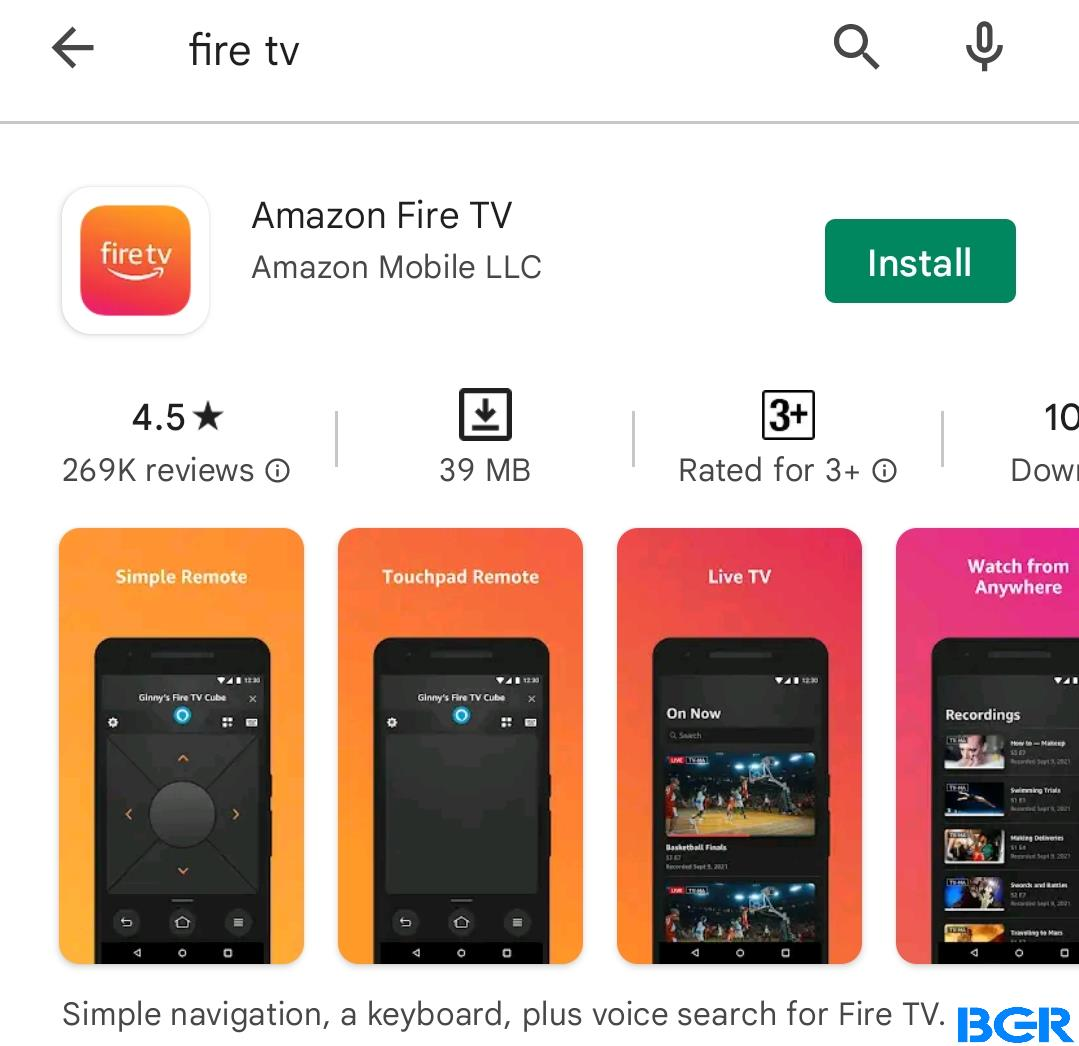 Install the Amazon Fire TV app from your app store