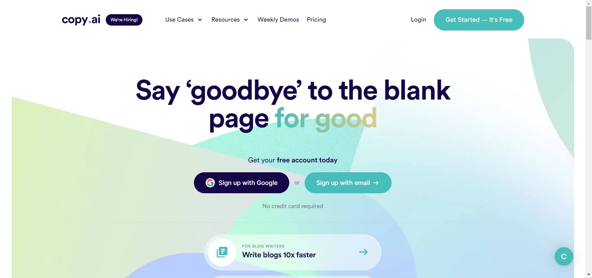 Copy.ai main page