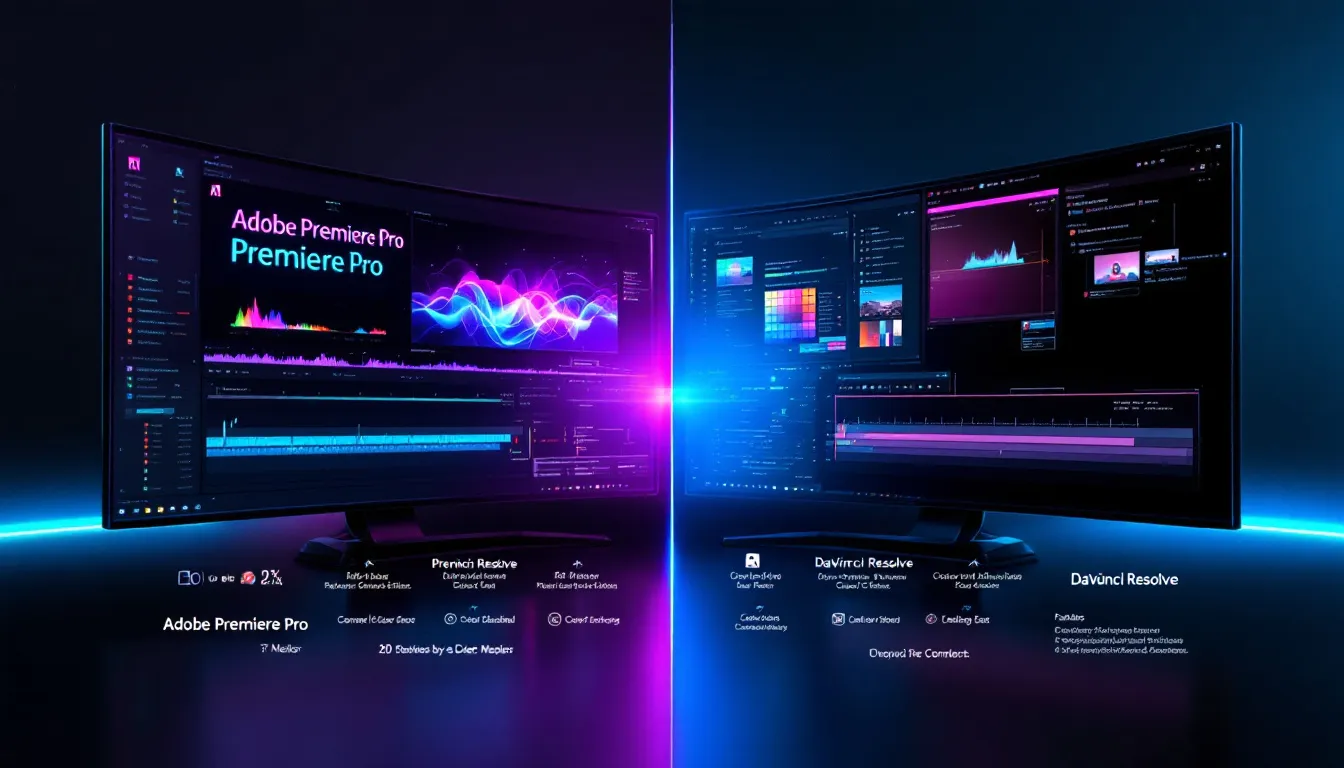 Die beste Software für Videobearbeitung, einschließlich Adobe Premiere Pro und Davinci Resolve.