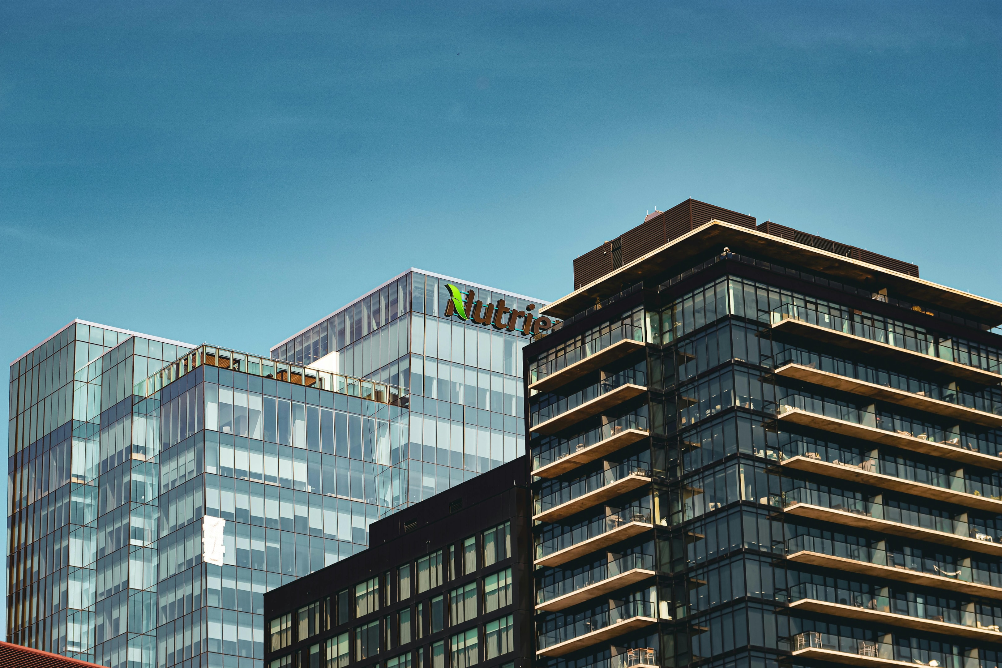 High rise apartment and office buildings in the heart of a metropolitan area.