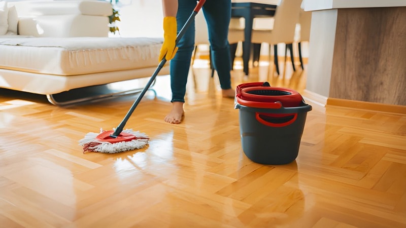 mopping a hardwood floor