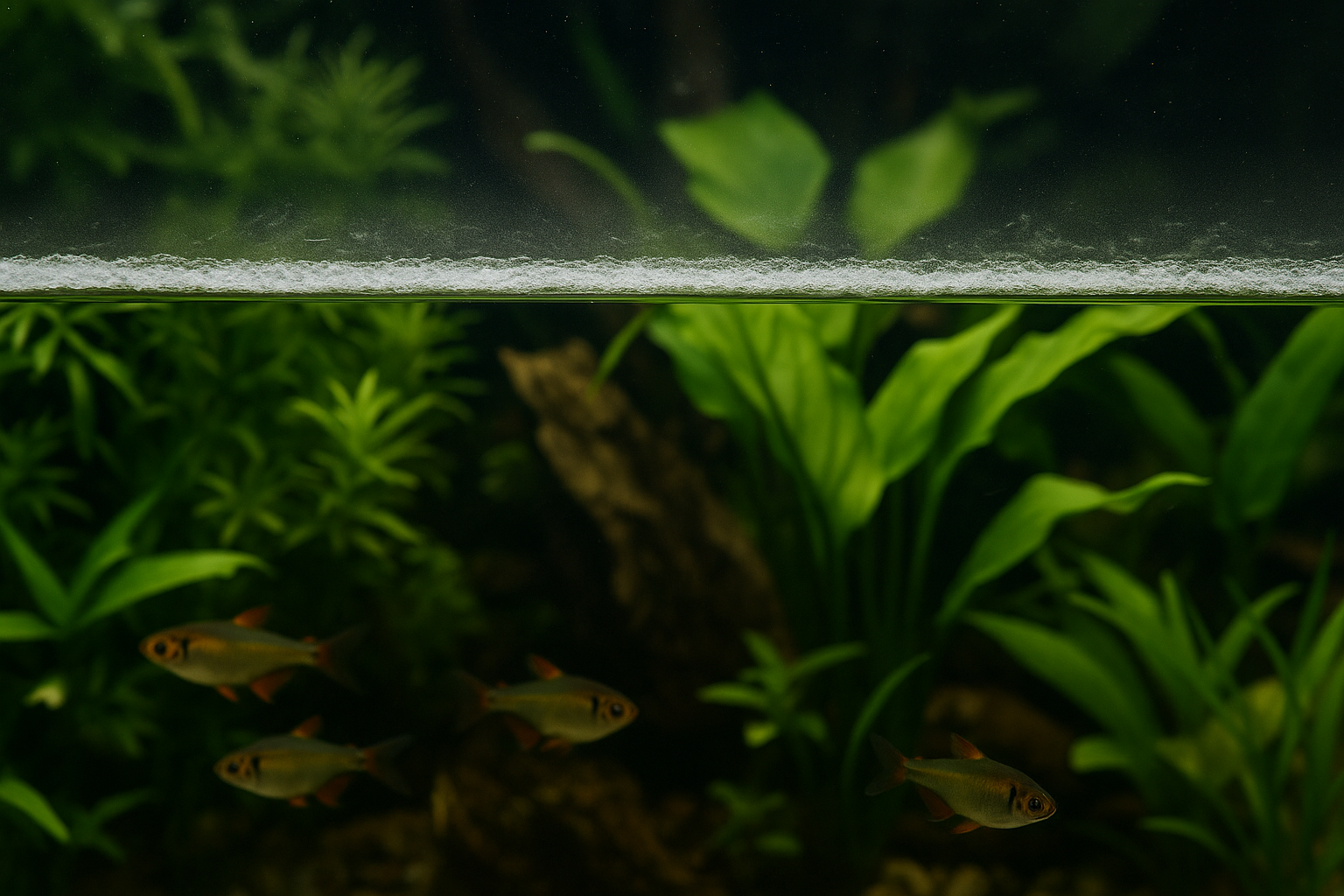 Scum in aquarium water
