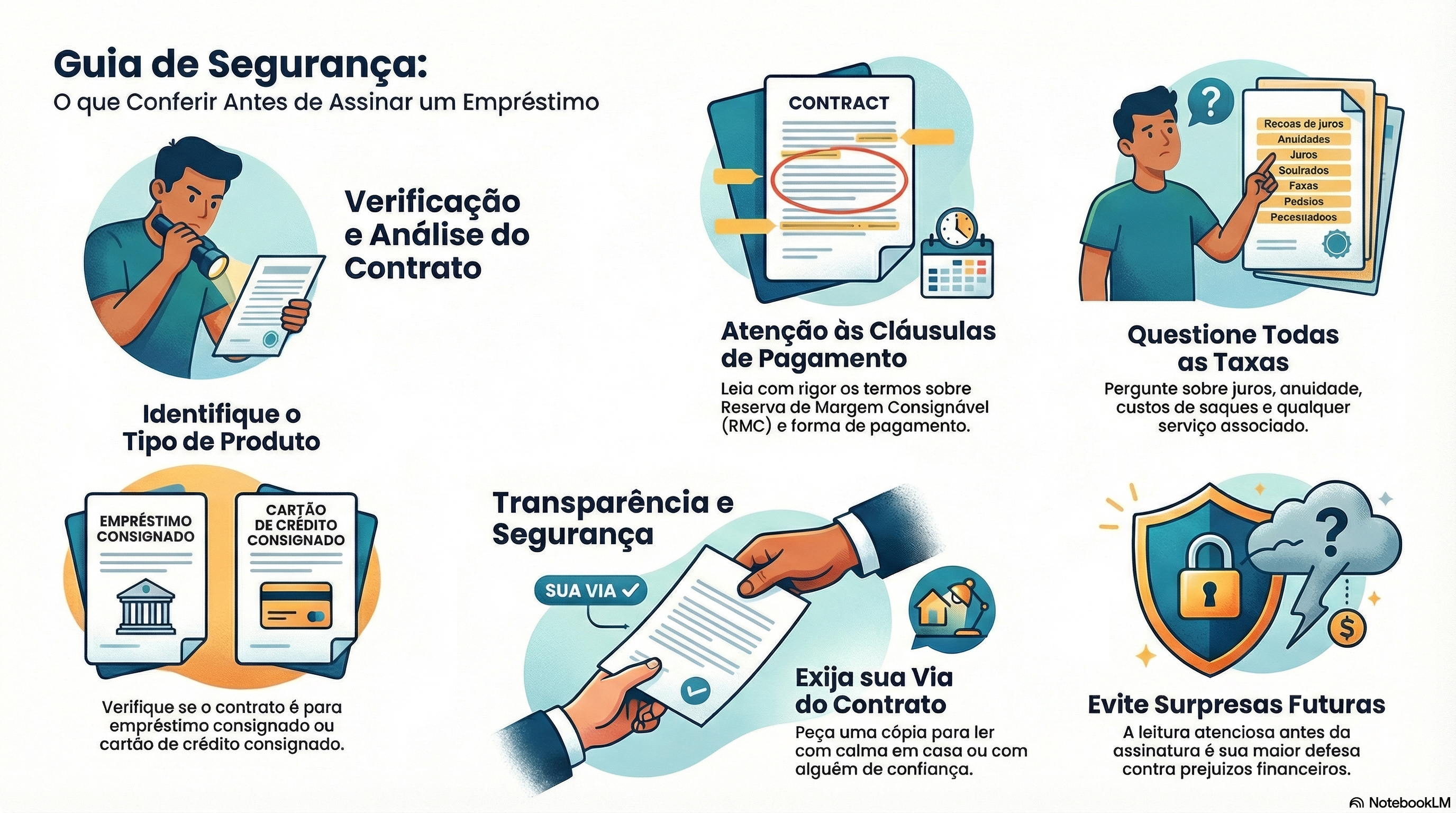 Quais cuidados devo ter ao assinar o contrato de empréstimo ou cartão?