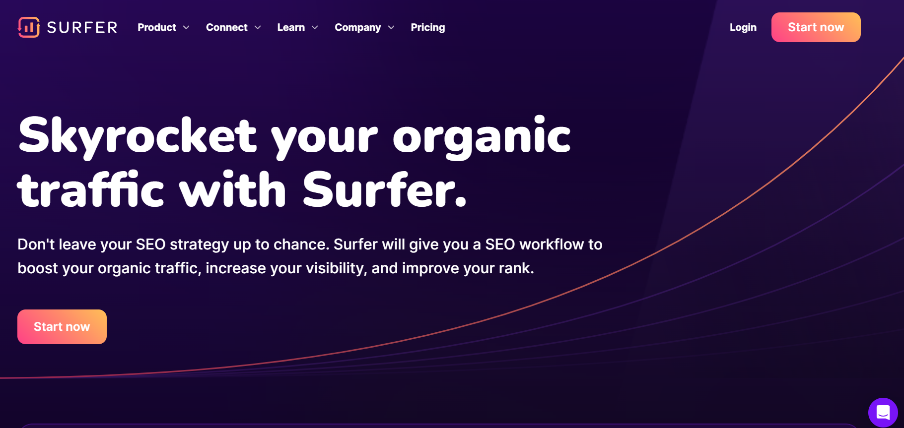 Surfer SEO AI writing software homepage