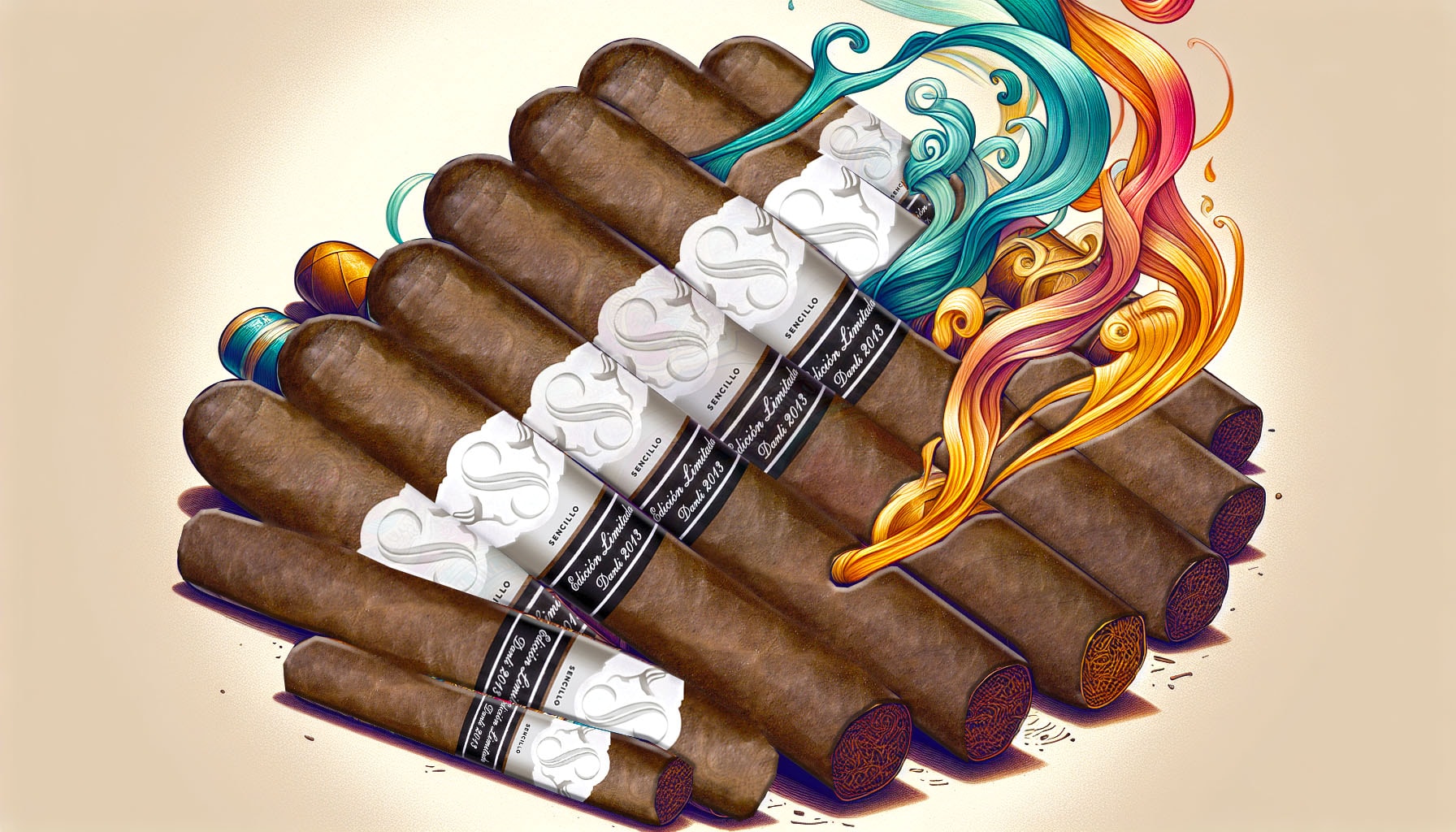 An illustration of various Sencillo Platinum cigars showcasing their unique shapes.