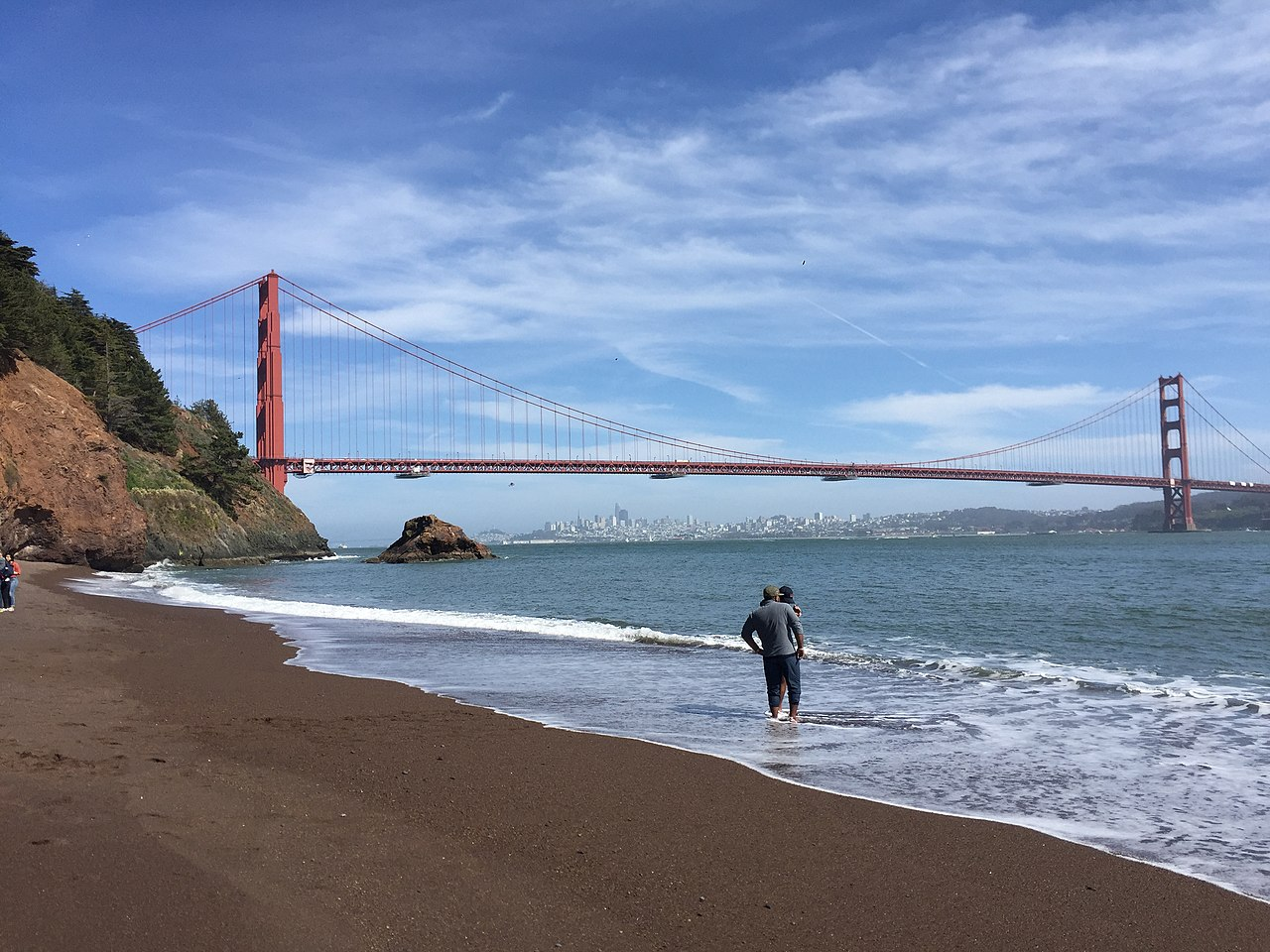 Beach, golden gate bridge