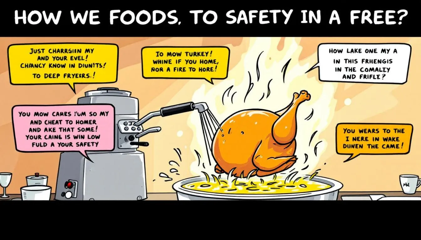 A deep fryer in use for frying a turkey, showcasing safety tips for deep frying during Thanksgiving.