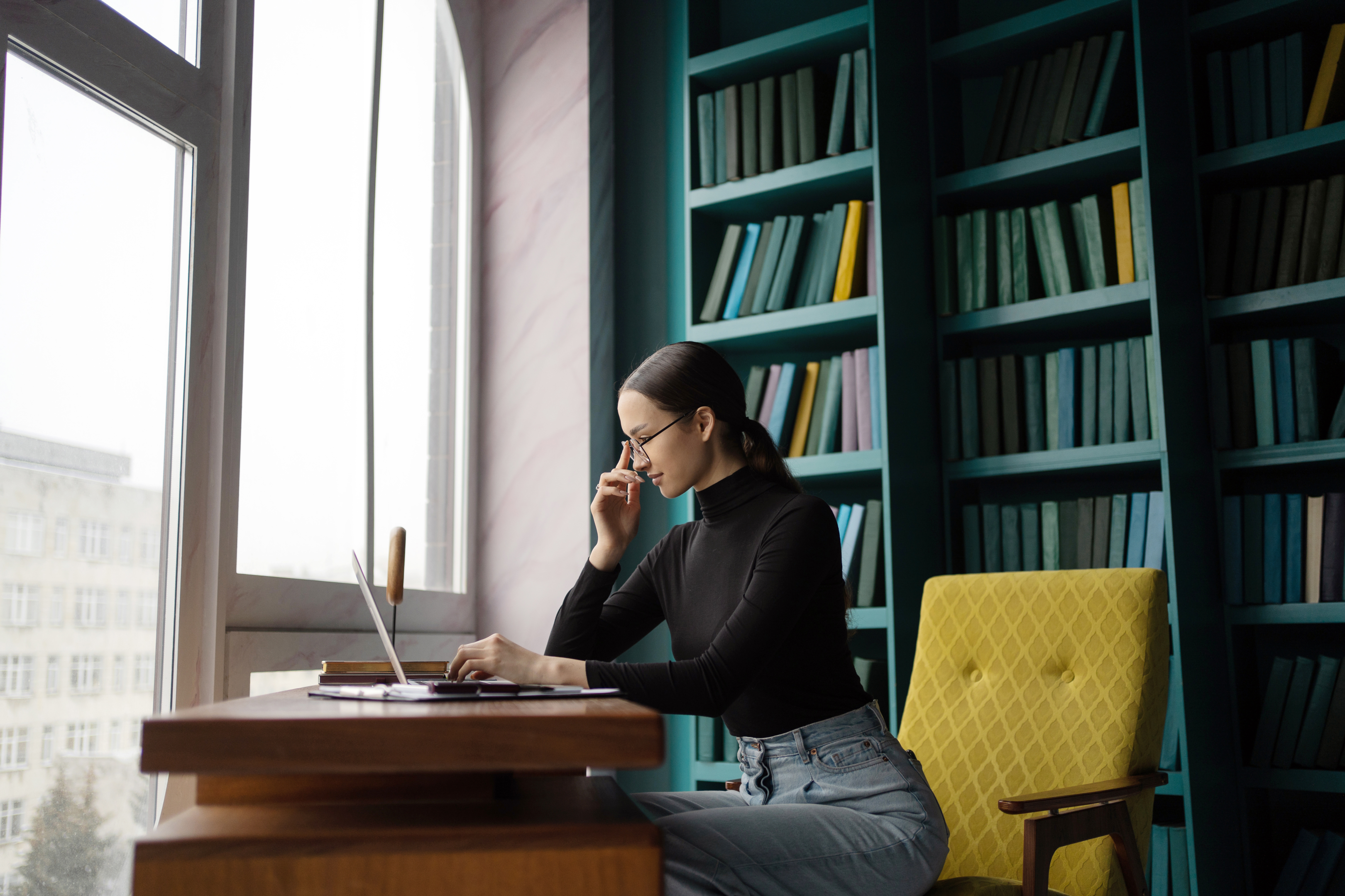 Woman using laptop