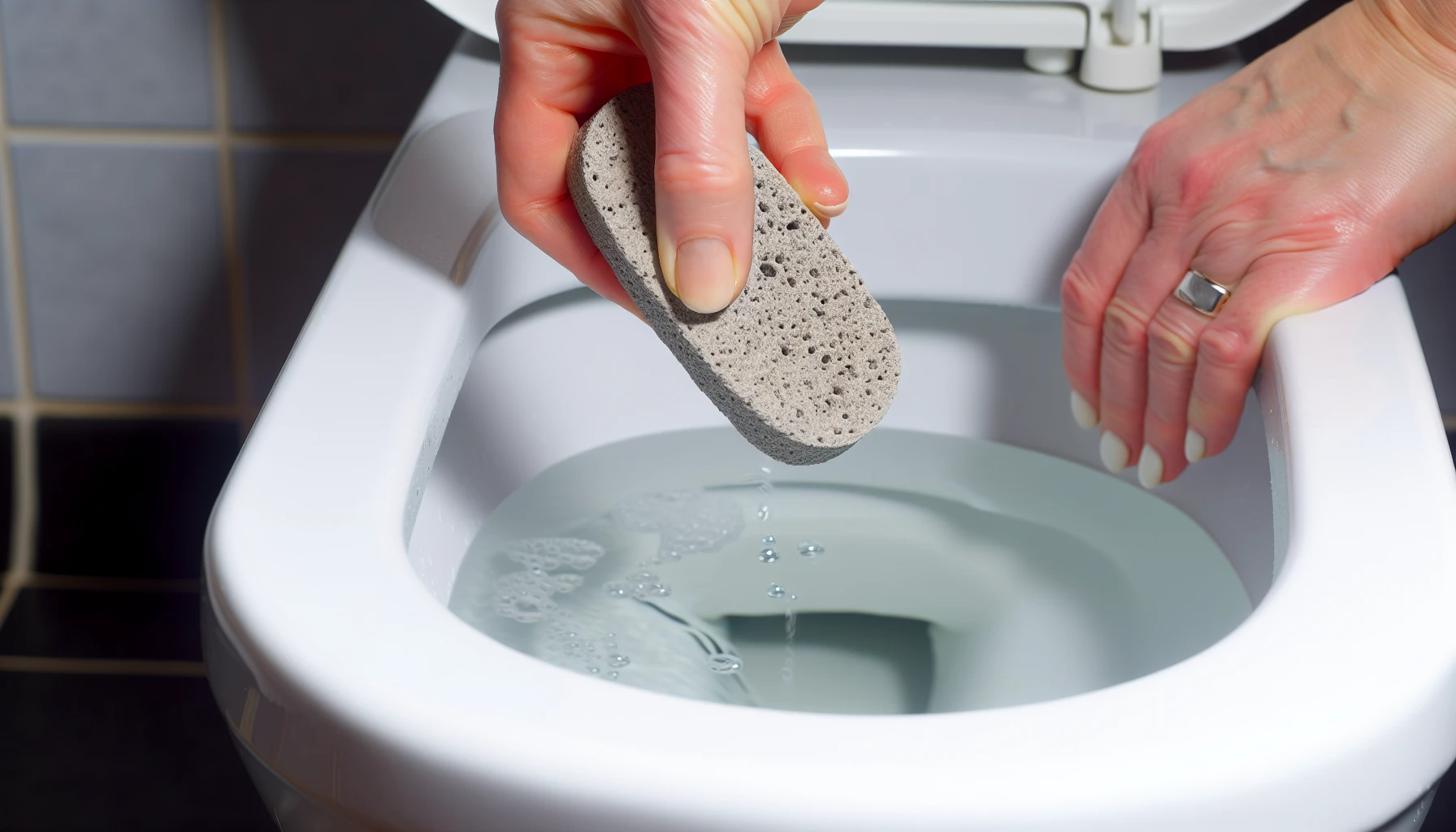 Pumice stone for gentle removal of hard water stains
