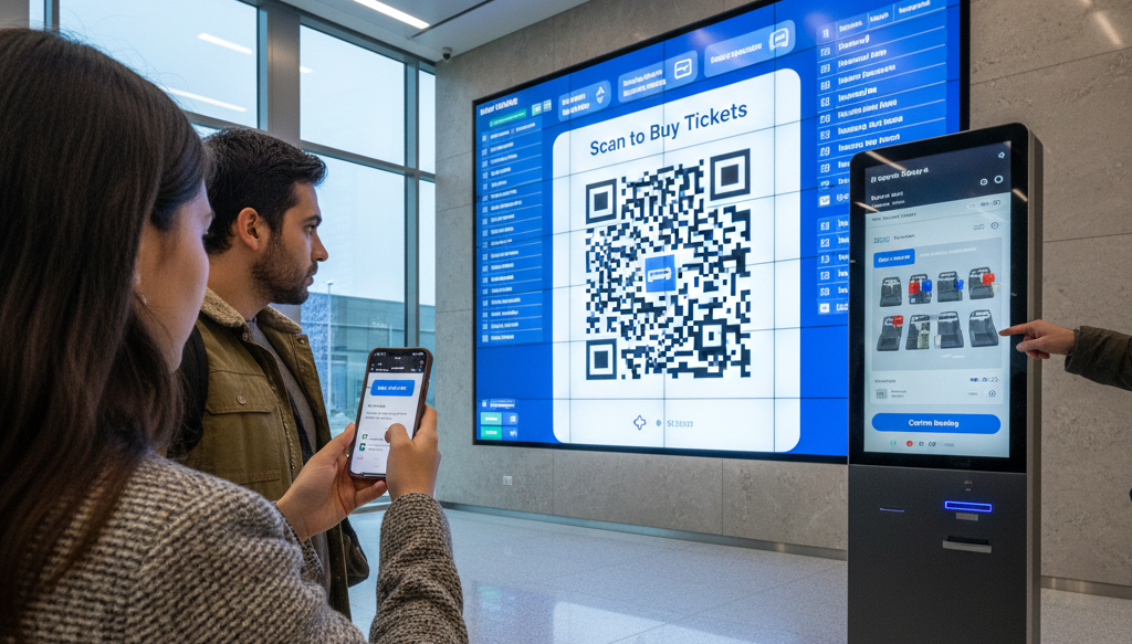 digital ticketing and booking through qr codes and interactive kiosks