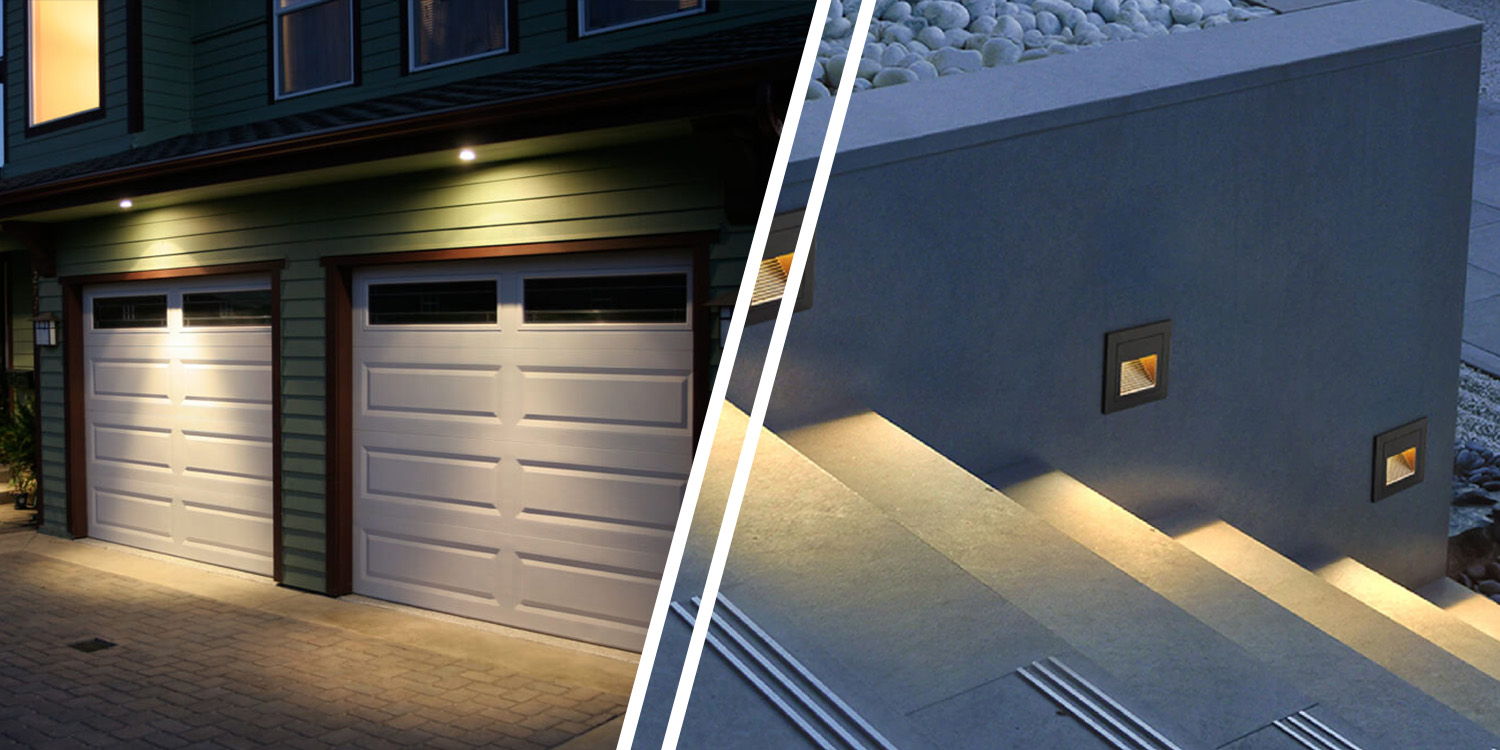 Luces empotradas para puertas de garaje frente a luces empotradas para escalones