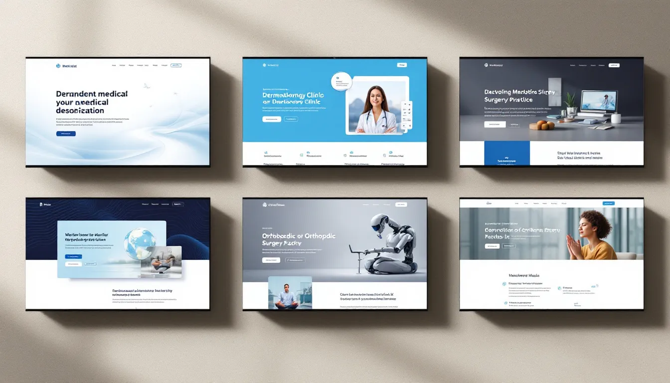 Ein Webdesigner präsentiert eine Auswahl an medizinischen Websites, die er erstellt hat.