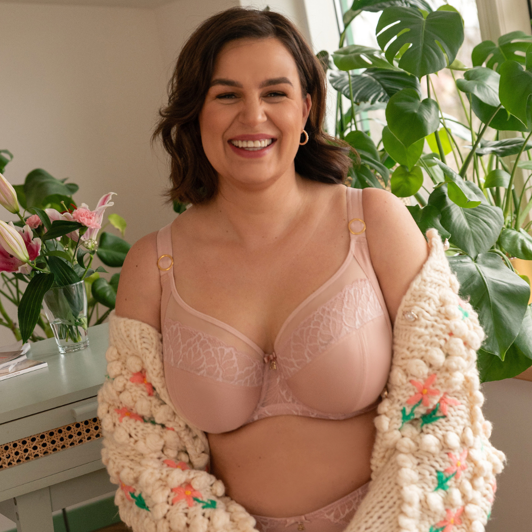 Model wearing and showcasing Samanta Amelia Full Coverage Polish Bra