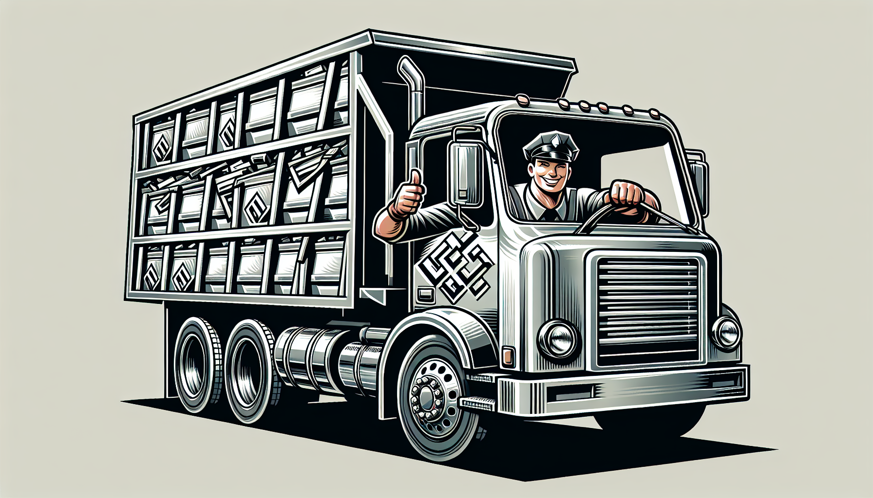 Illustration of a dumpster rental truck with LDR Site Services logo