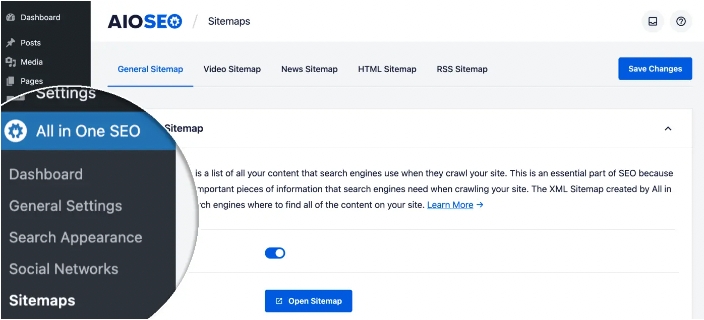 AIOSEO can be used as a WordPress XML sitemap plugin. Source: aioseo.com