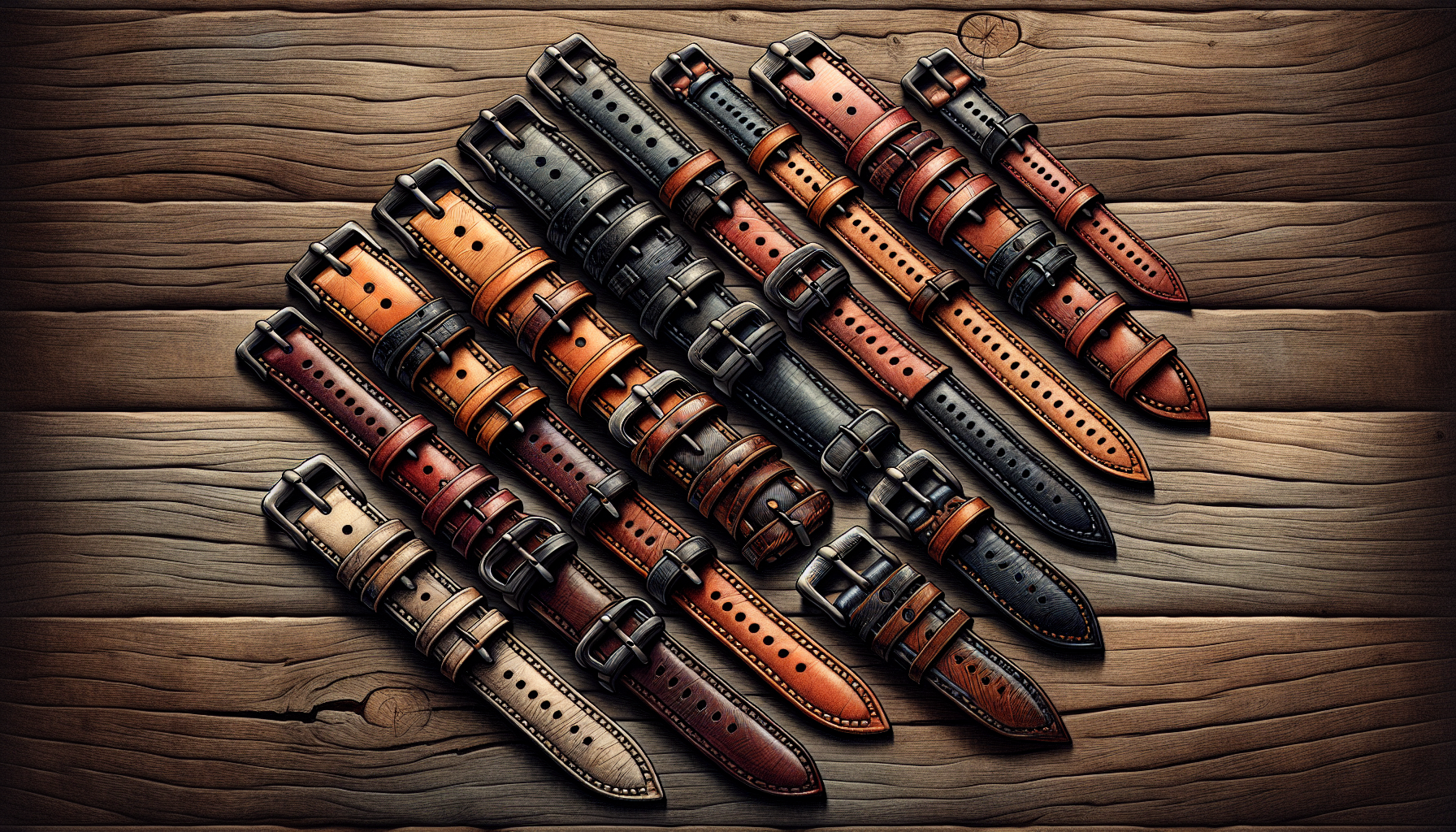 Elegant leather watch bands in various styles.