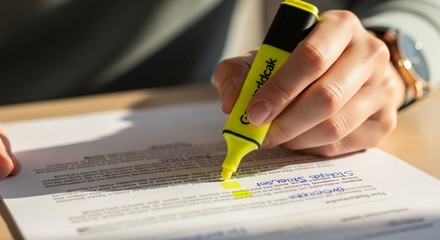 Teacher highlighting only two or three key feedback points on a student draft to guide revision.