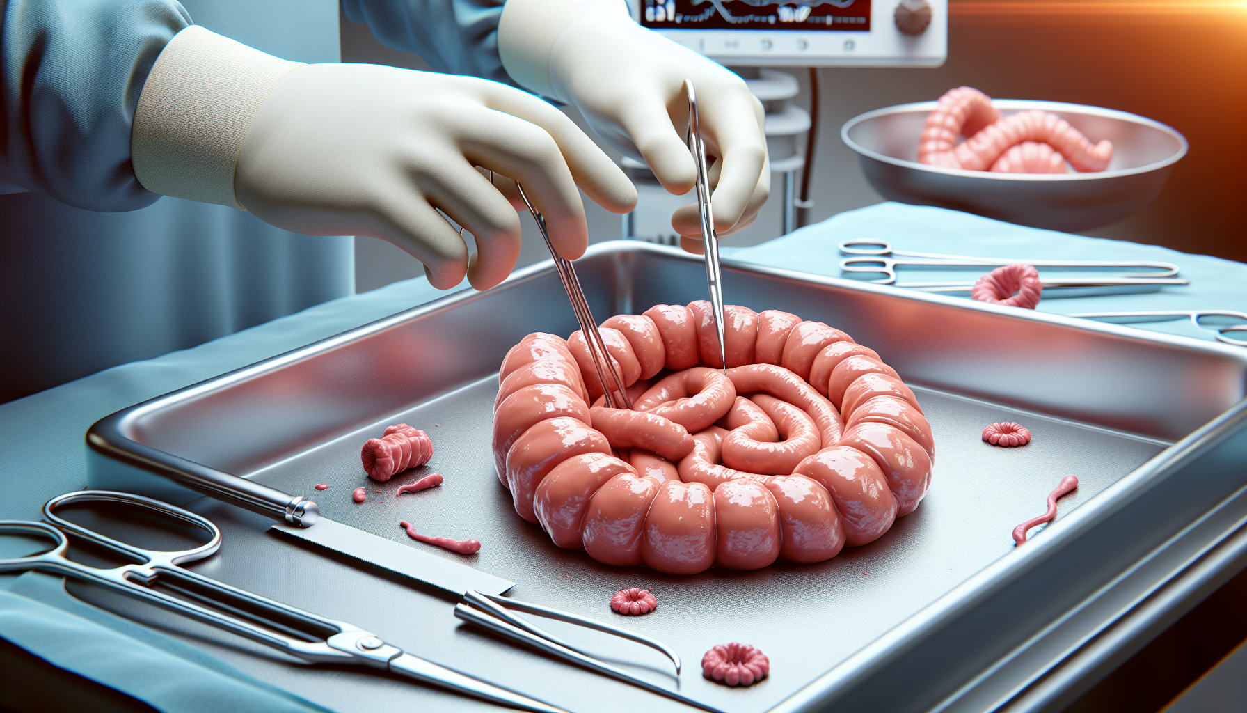 Illustration of surgical resection for stage III colon cancer