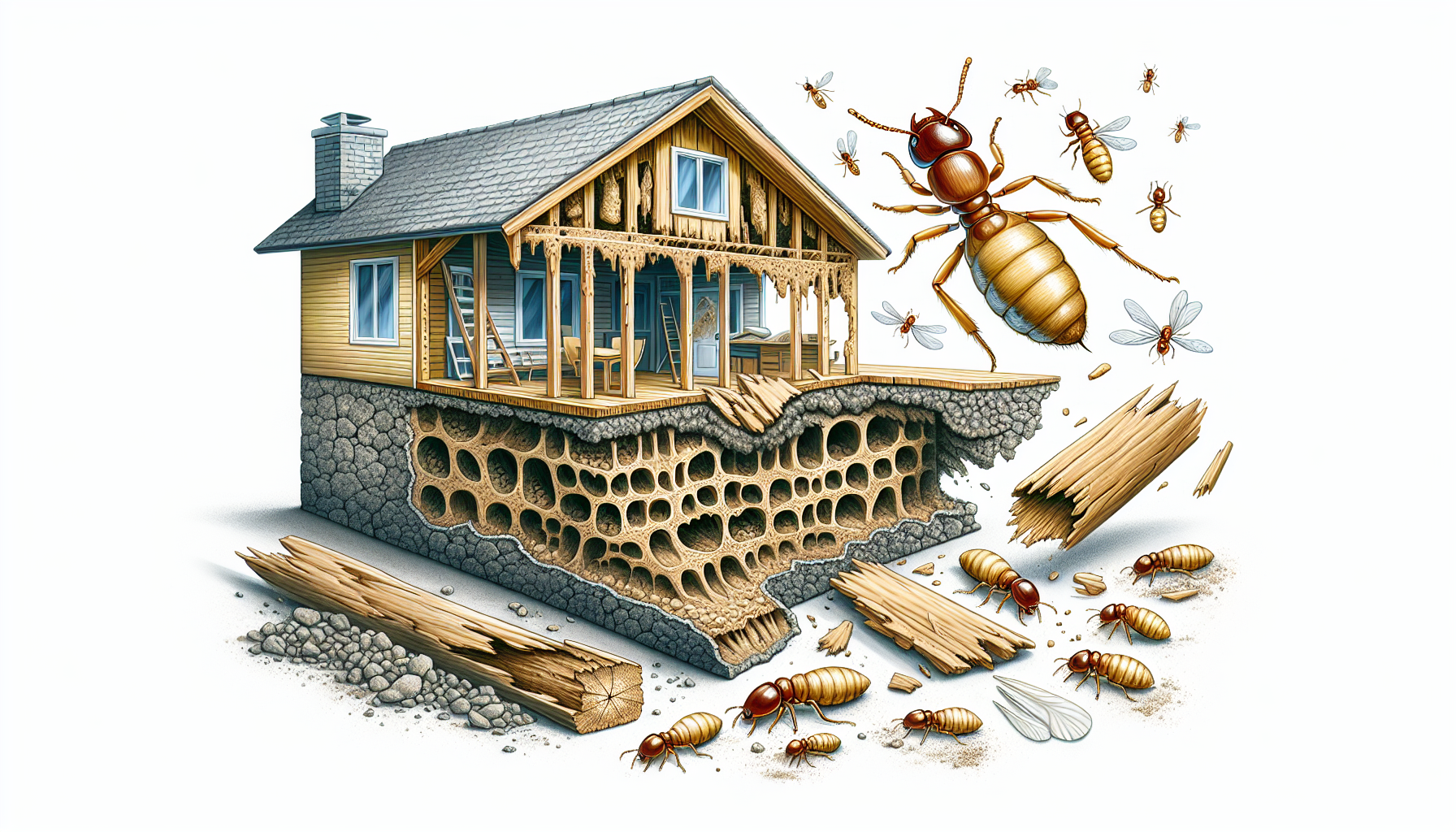 Illustration of termite infestation