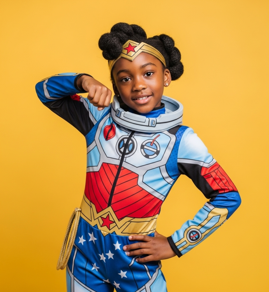 Costume ideas for Halloween, girls feel empowered when they dress in a superhero outfit