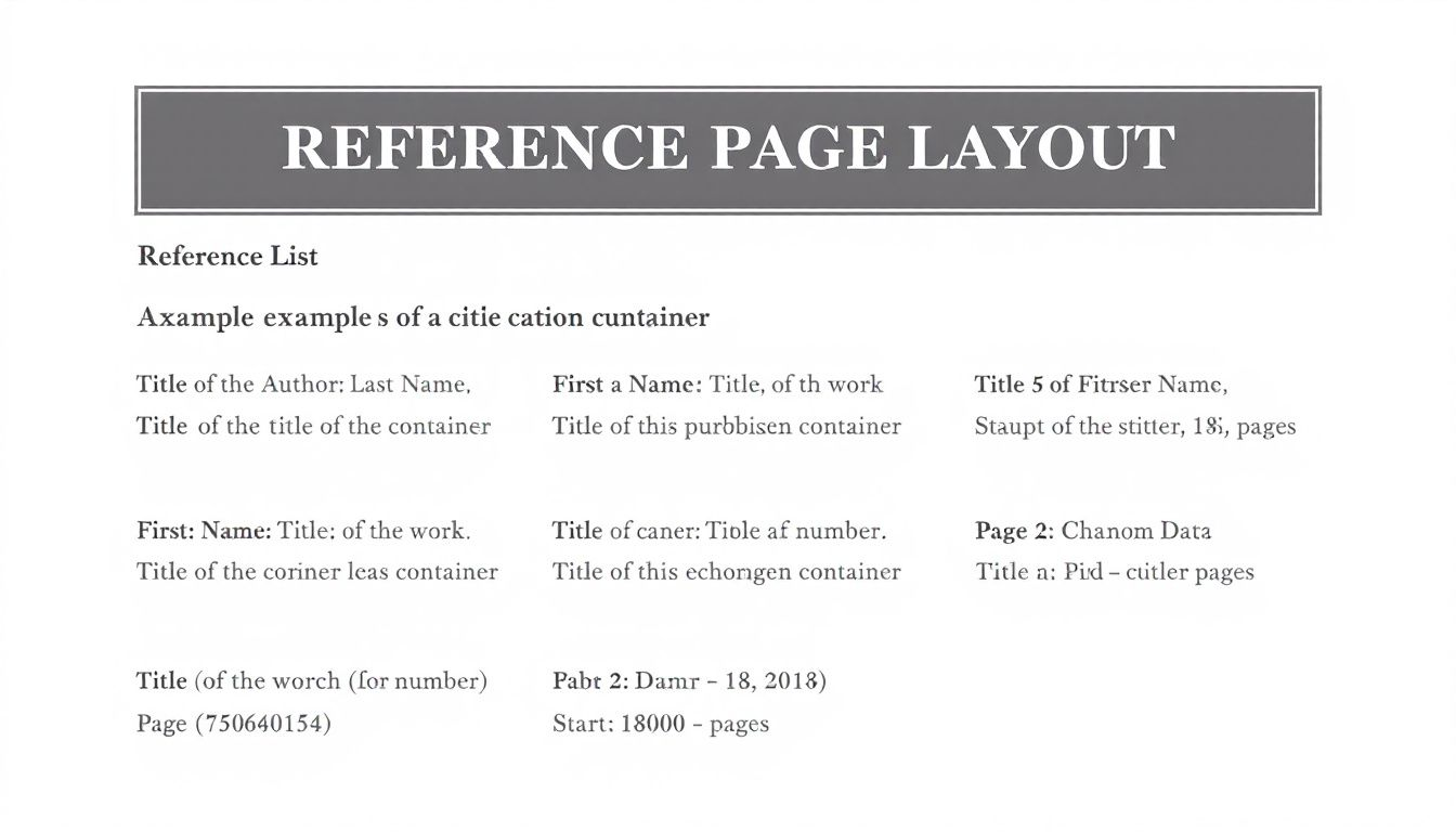 An example of a reference page layout, showing the structure of citations.