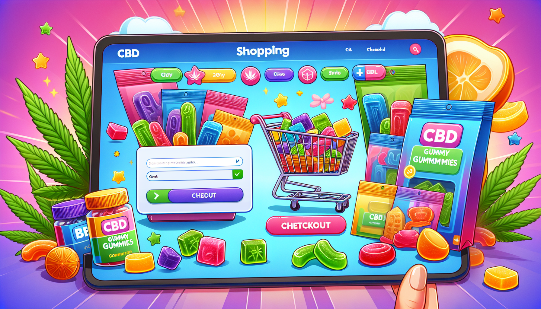 Online-Shops, die CBD Fruchtgummis anbieten.