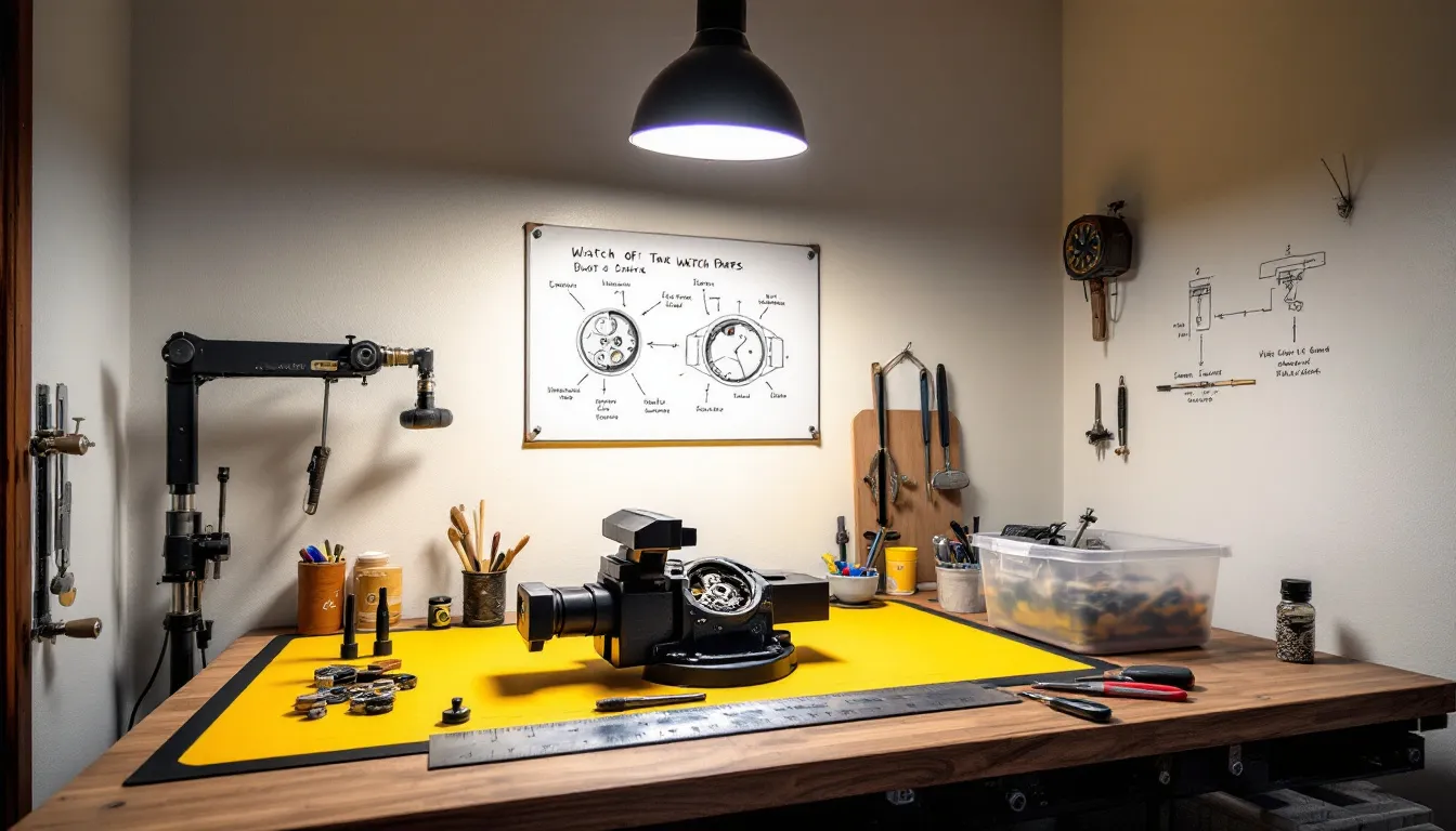 A clean and organized workspace ready for watch strap replacement.