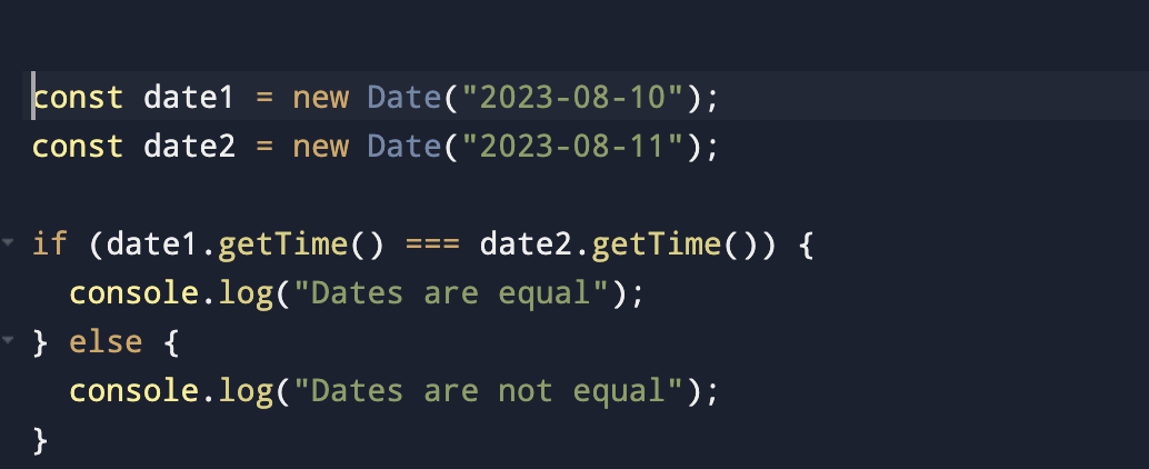 Comparing two dates using equality comparison operators