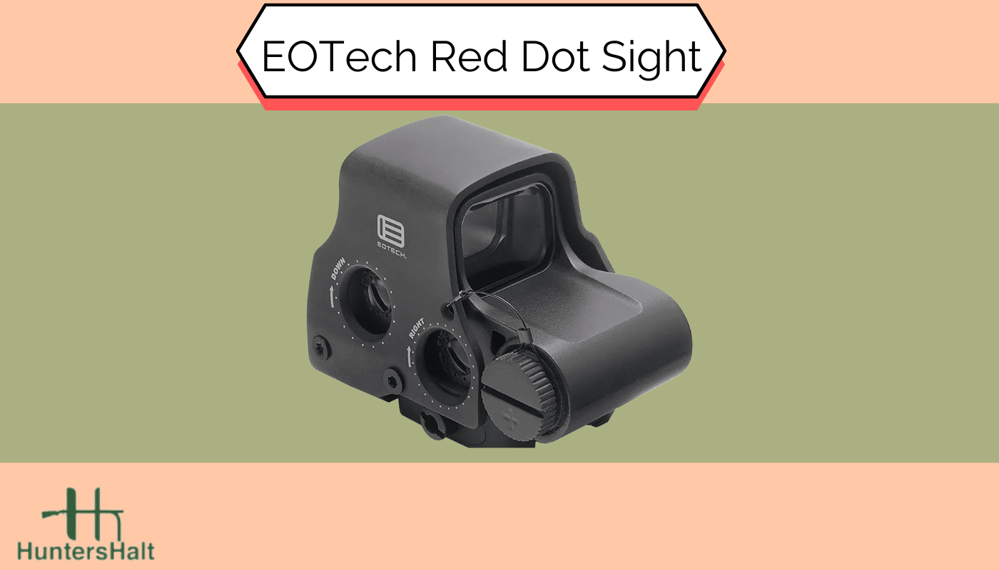 pciture of a red dot sight with a green background