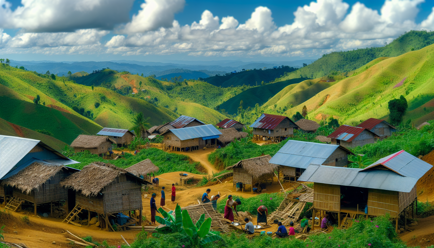 A scenic view of the village in northern Myanmar (northern Burma) where maw sit sit is found