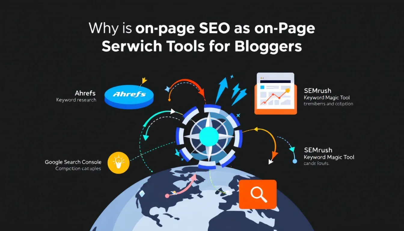 An infographic detailing on-page SEO optimization tools for bloggers, highlighting their features and benefits.