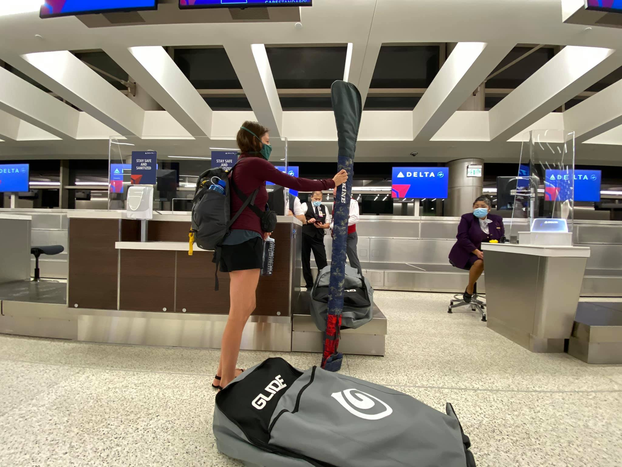 inflatable paddle board in a back pack