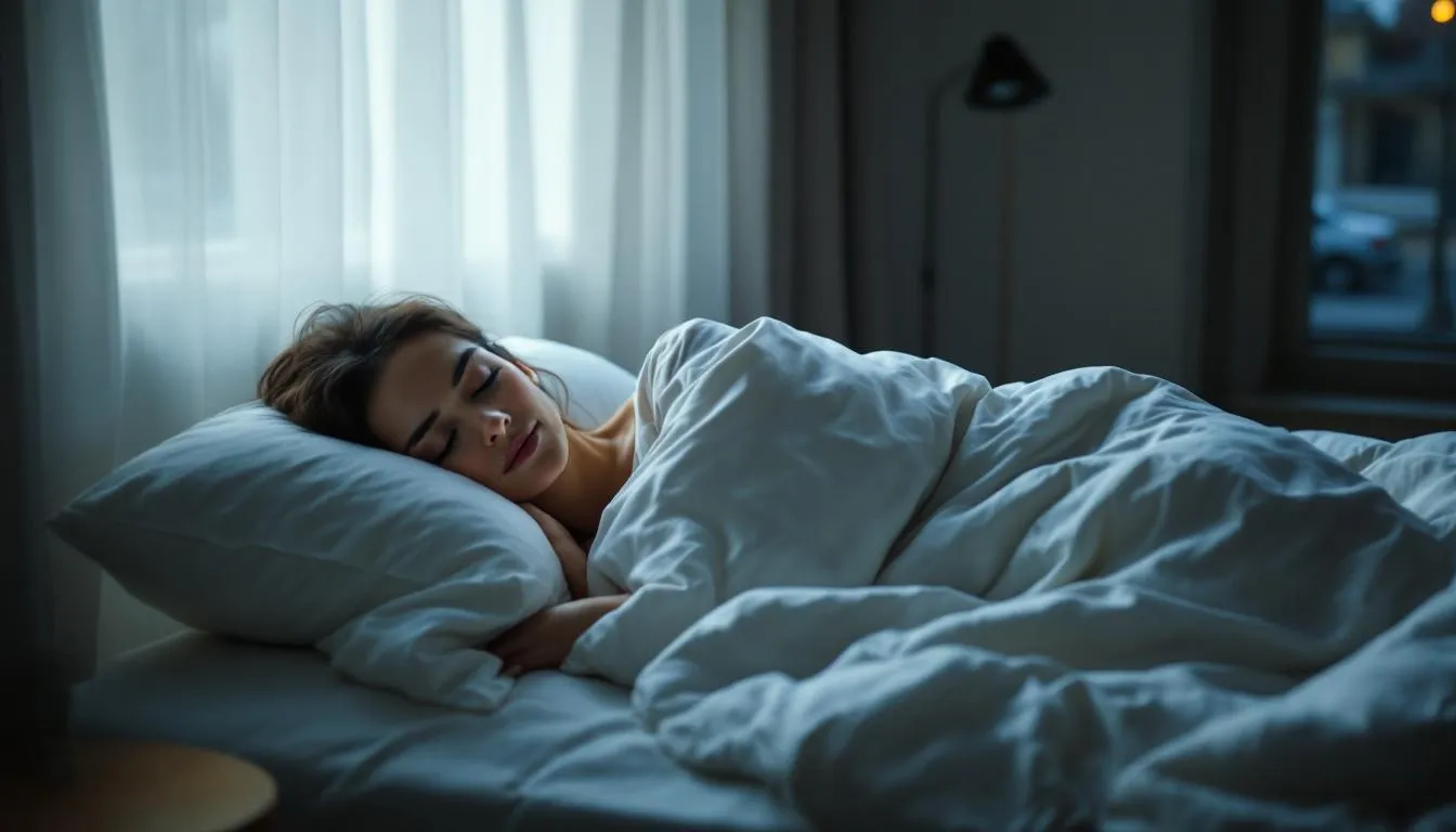 A person is peacefully sleeping in a cozy bedroom, surrounded by soft bedding and calming decor, illustrating the importance of sleep quality for mental and physical health. This serene environment highlights the role of adequate magnesium intake and vitamin B6 in promoting relaxation and overall well-being.