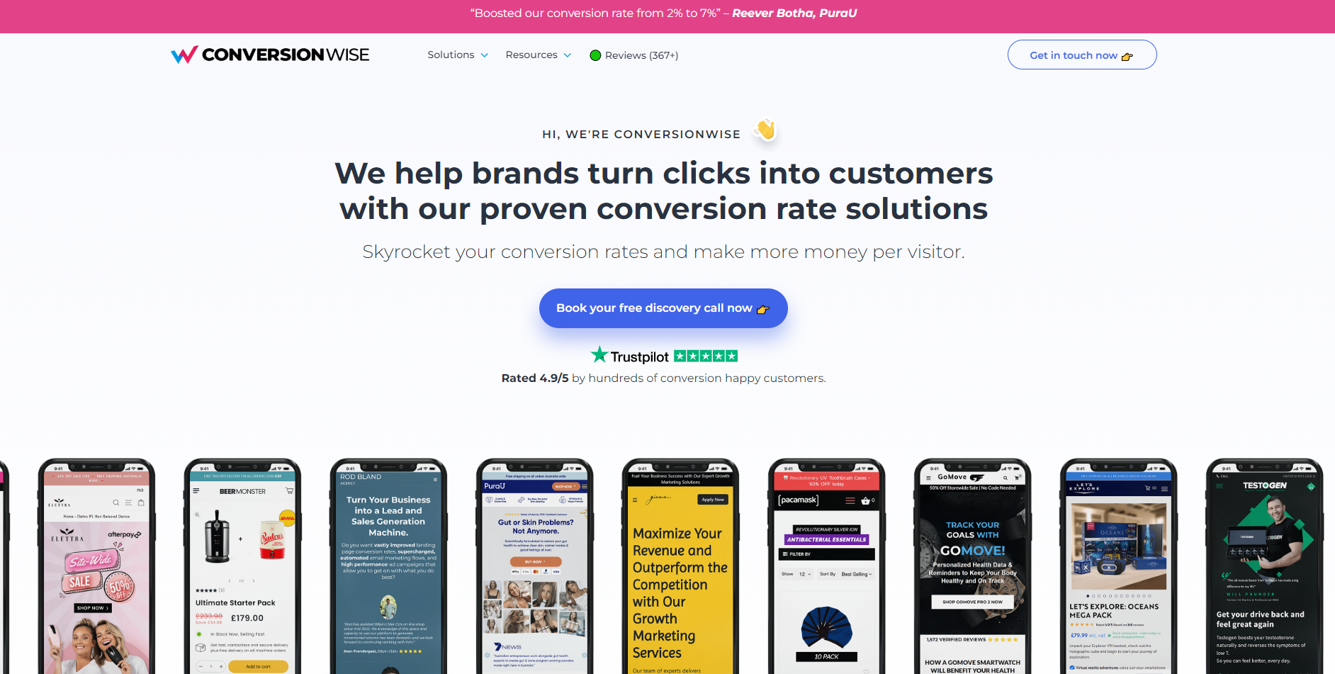 conversionwise ecommerce homepage