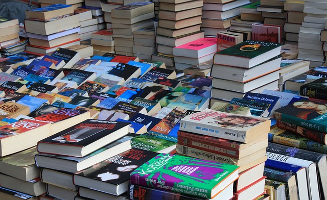 flea market, books, box