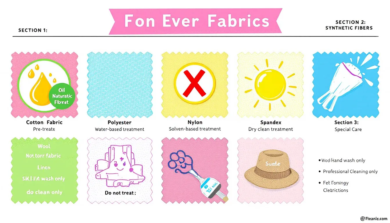 Different fabric types and their special treatments for oil stains.