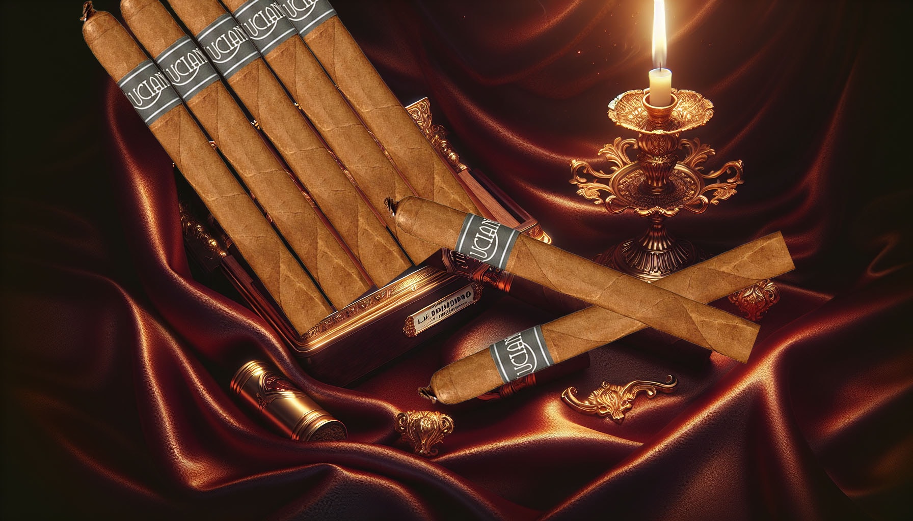 An illustration of the Luciano The Dreamer Lancero cigar, emphasizing luxury.