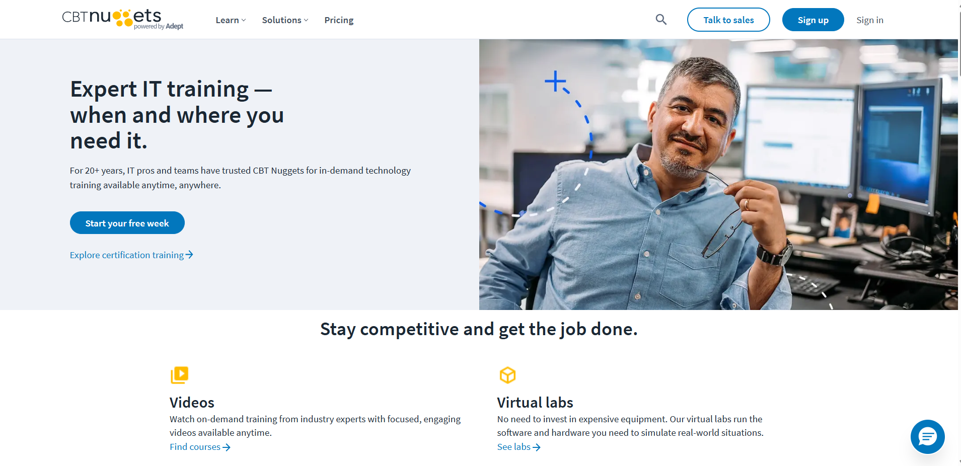 IT professional using virtual labs and online training platforms to build technical skills through hands-on cloud-based learning and real-world lab environments.